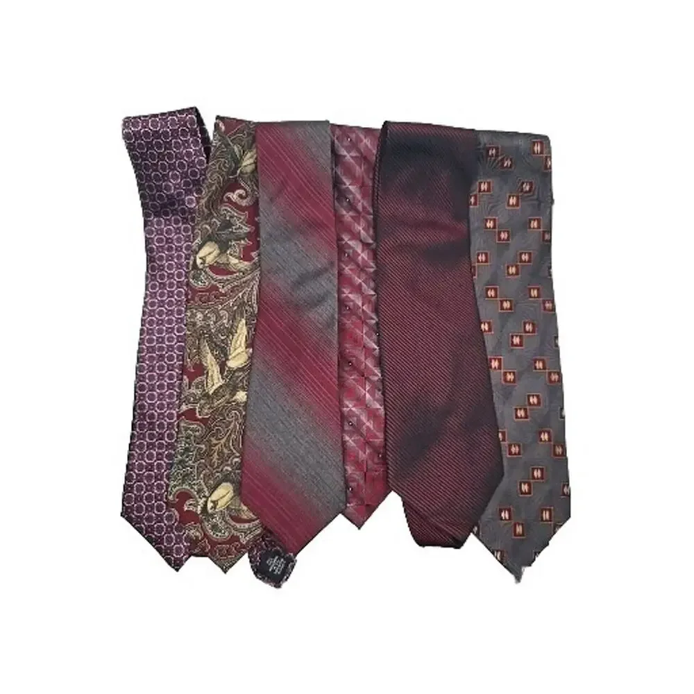 Lot of 6 Vintage Ties Designer Neckties Burgandy Collection Mallard Paisley Silk